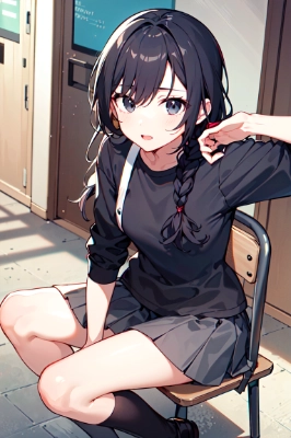 廊下に座る少女