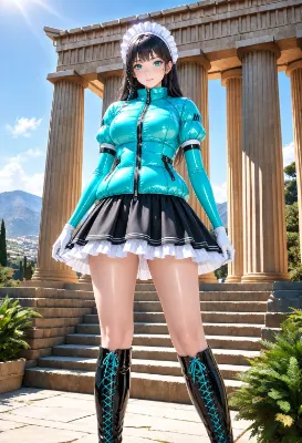 ターコイズのメイドとギリシャの神殿