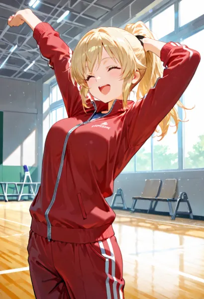朝陽に輝くジムガールの活力