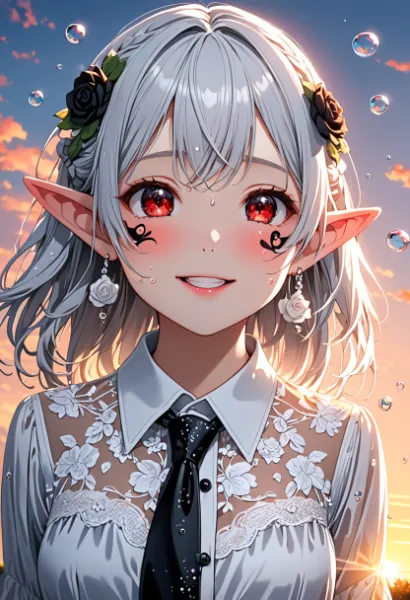 夕暮れのエルフと魔法の泡の秘密