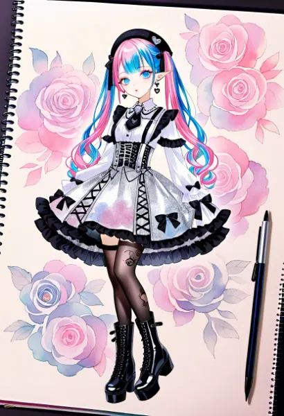 薔薇の庭に舞う青髪の妖精