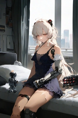 寝起きのサイボーグ娘
