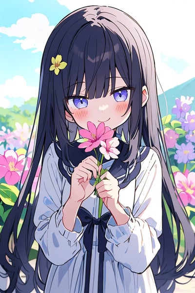 お花畑に居る女の子