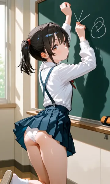 制服×純白パンツ