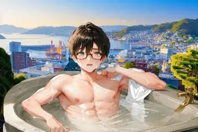 港が見える露天風呂