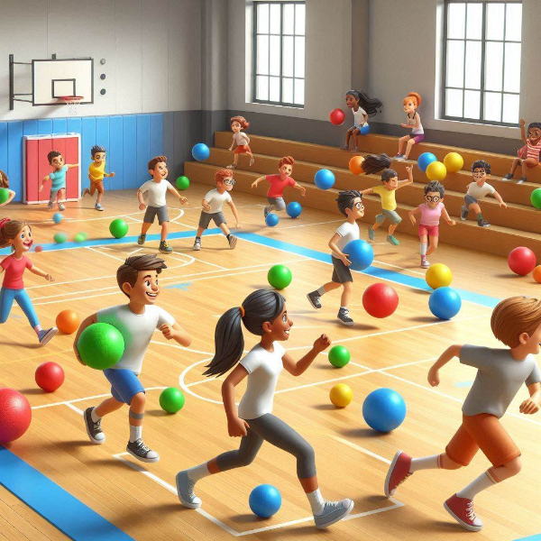 ドッジボールをする子供
