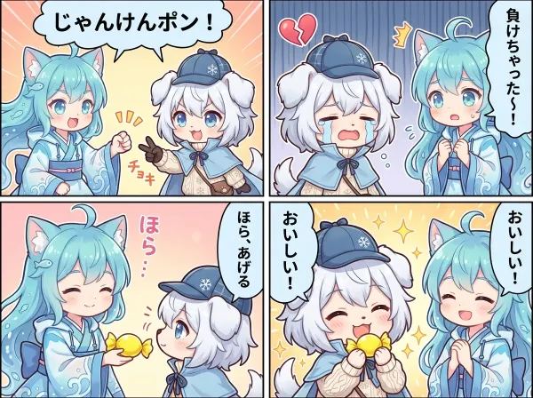 アクアちゃんとペロちゃんがじゃんけん！