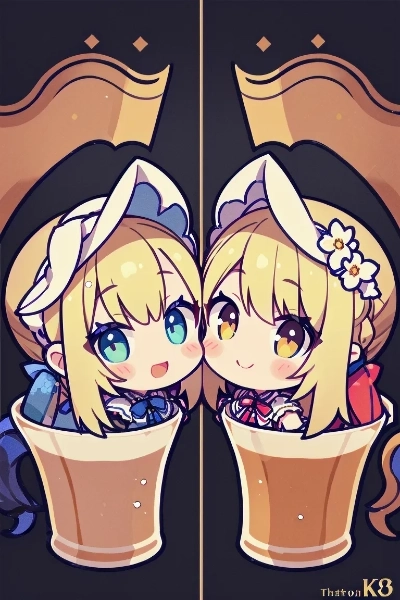 ビールに浸かった金色の髪の姉妹