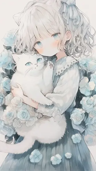 cat and girl