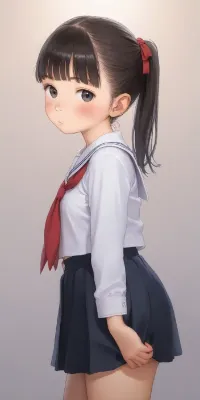 【サンプル】セーラー服ポニテ〇リJ〇ちゃんの様々な表情＆下着姿＆全裸（12枚）