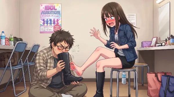 ブーツを嗅がれて焦るしぶりん(私服)