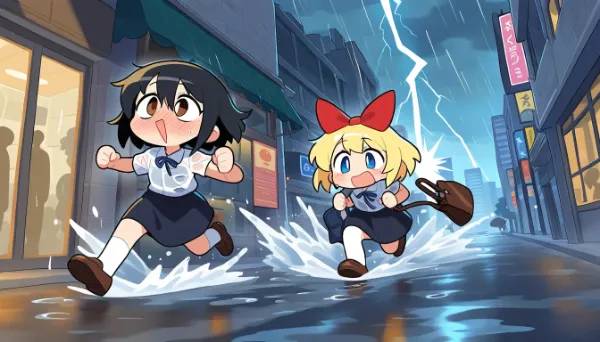 うわっ～雷雨だ・・・
