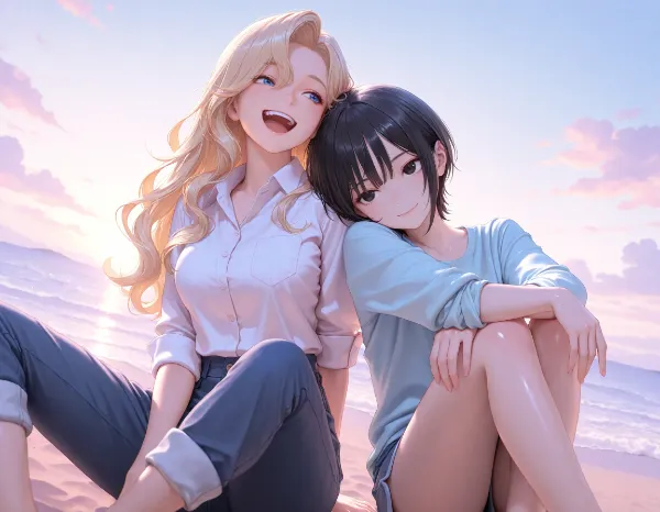 黒髪＆ブロンド・無人島とお別れ