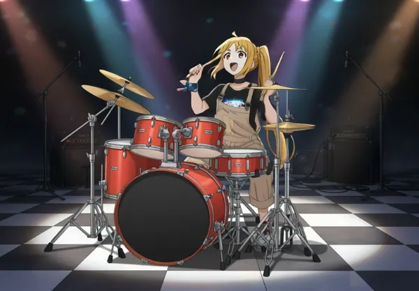 赤いドラムを叩く虹夏ちゃんの動画