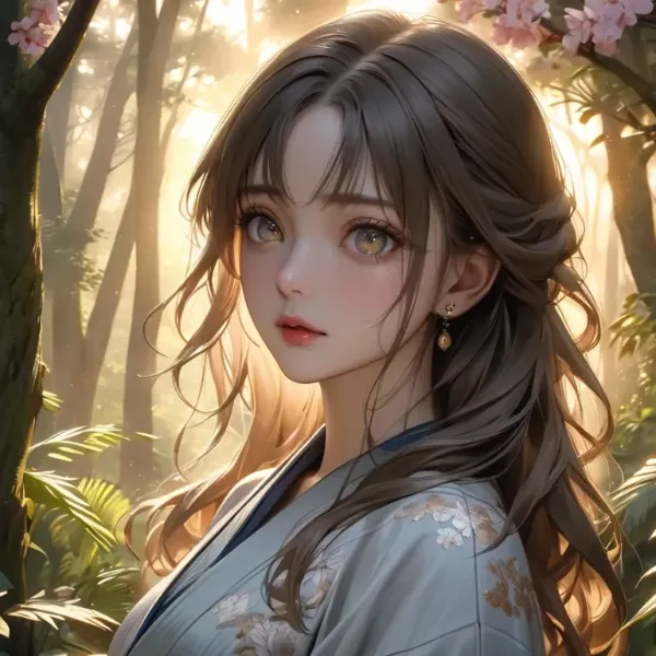 桜舞う森の少女