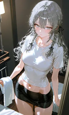部屋の中の銀髪少女