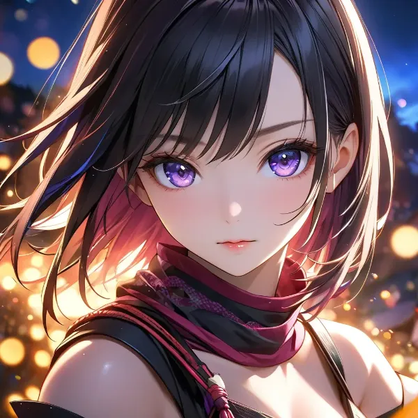 夜の街に佇む紫瞳の少女