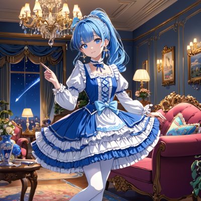 夜の素敵な青髪さん