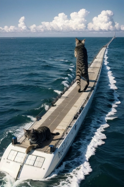 太平洋を渡る巨大な猫