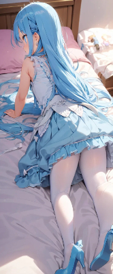 青髪さんの後ろ姿