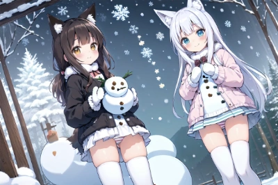 雪だるまと狐