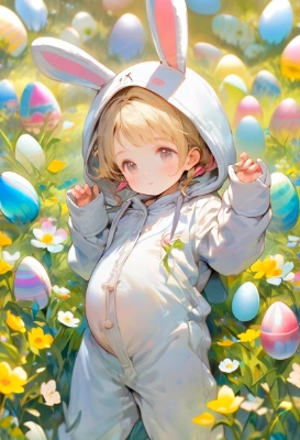 うさみみフードのお腹が大きい子