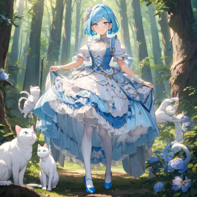 ネコと青髪さん