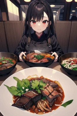 アジアン料理と少女