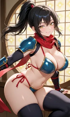 青い鎧の戦士美女