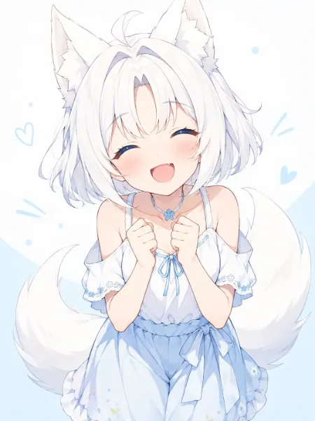 白狐少女の幸せあふれる瞬間