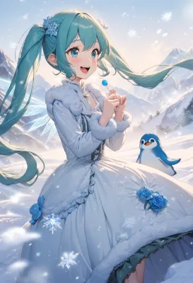 雪の妖精さんとペンギン