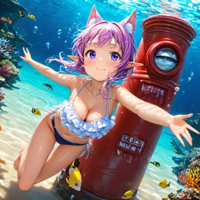 海中ポストとケモ耳エルフさん（11枚）