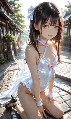 白い水着の少女
