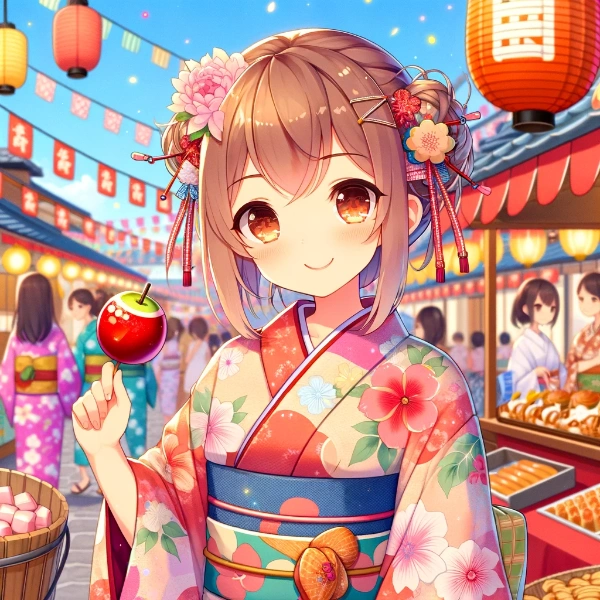 お祭り　りんご飴