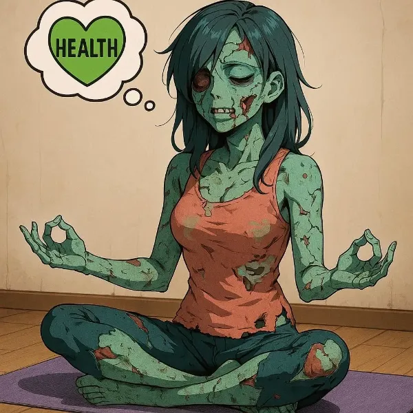 健康志向に目覚め、ヨガに取り組み始めたゾンビちゃん