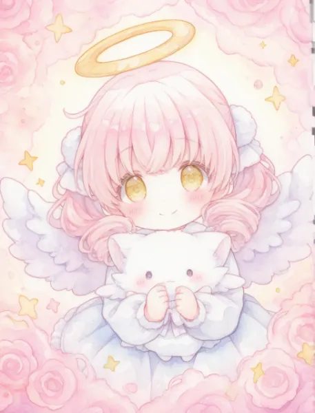 👼💖 ふわふわな相棒と、愛を運ぶ天使の微笑み 💖🐈