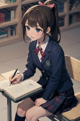 りっか：図書館でお勉強
