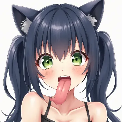 【舌フェチ素材】キャミソール猫耳舌出し