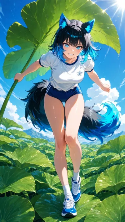 🐺 葉の上を走る 〜葉っぱの波？ 突っ切るぜ！〜🌊