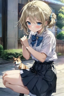 コーギーと美少女