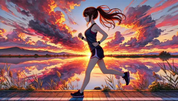 夕暮れ時のランニング