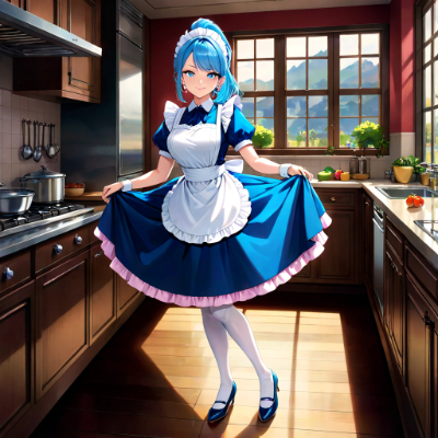 午後の青髪メイドさん