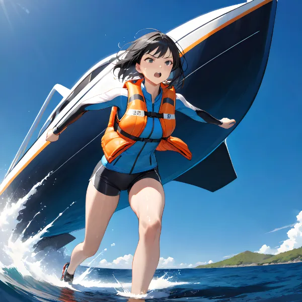 ボートを担ぐ少女