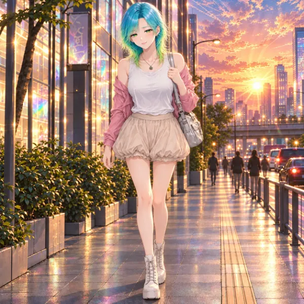 夕暮れの街での出会い