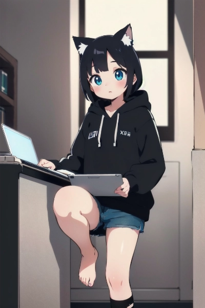 膝にタブレット