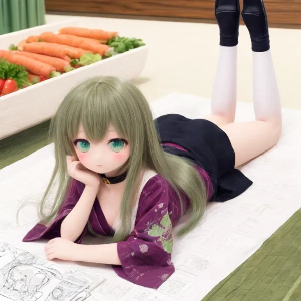 緑髪少女のくつろぎ時間