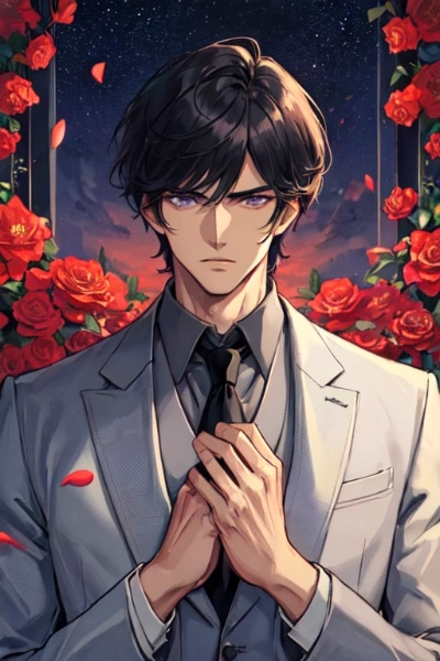 花びらと薔薇と黒髪短髪男性＊(19枚)