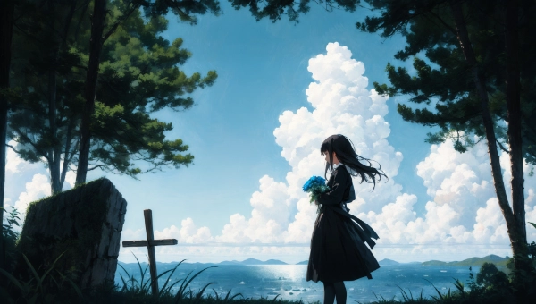 海の見える丘の上