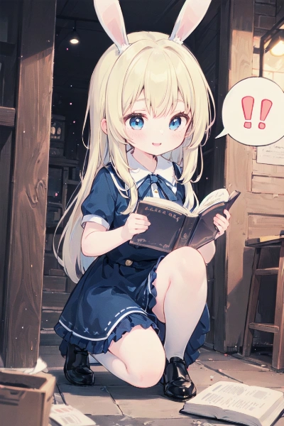 椅子に座らないで本を読むAlice