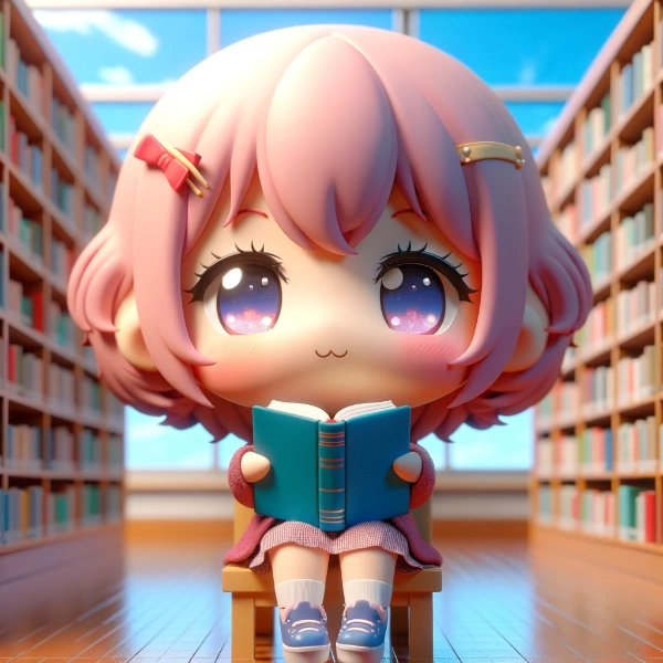 図書館で読書　（14枚）